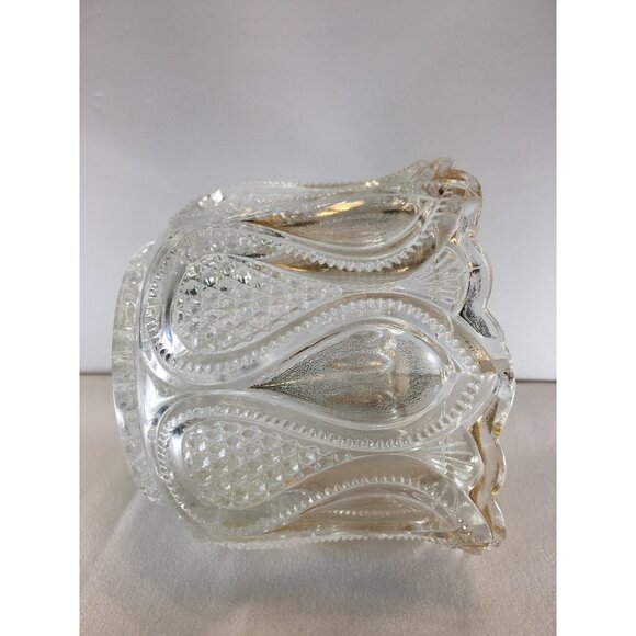 Vtg Pressed Glass Bowl Loops & Drops Pattern Art Deco Scalloped Rim 4.5 Tall - Picture 3 of 7